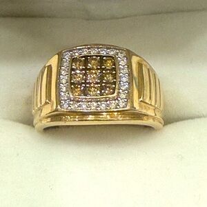 Men's Gold and Silver Ring with Diamond Accents